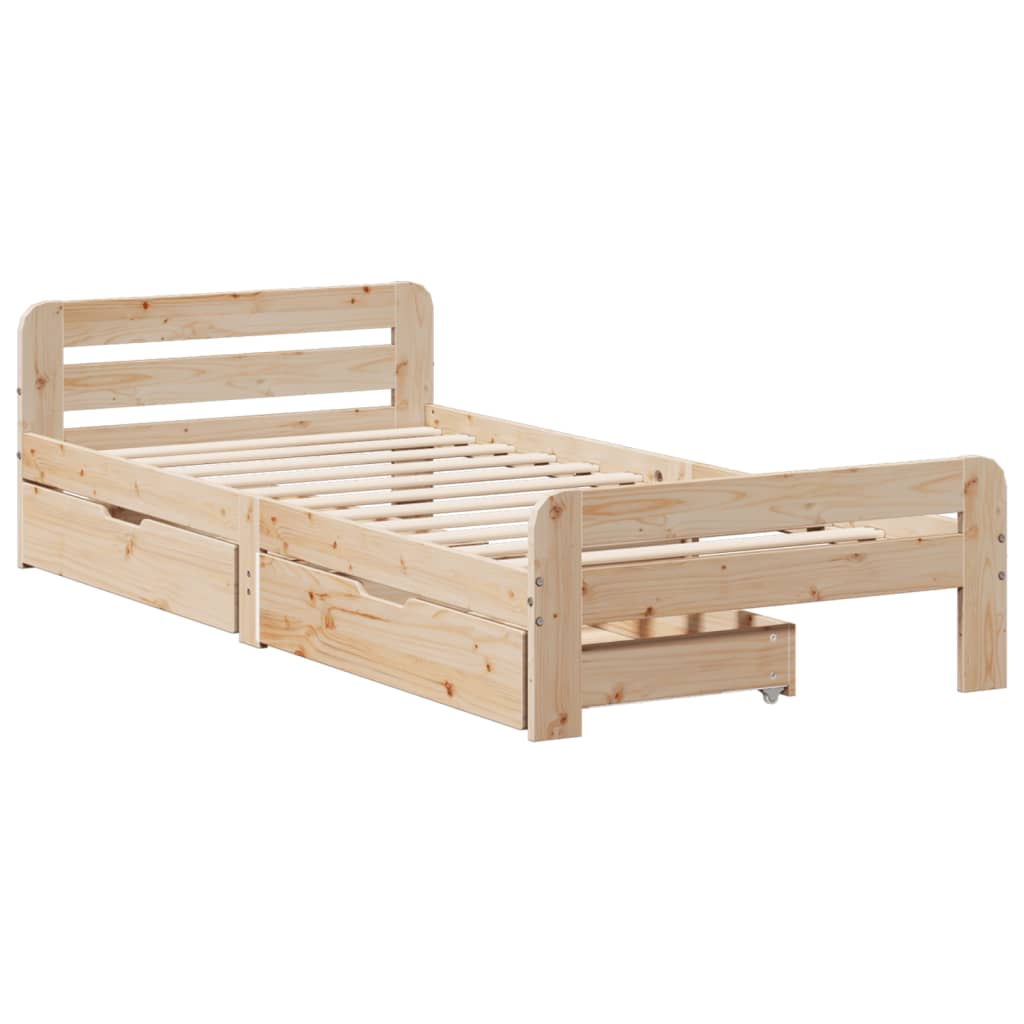 Bed frame without Mattress 90x200 cm Solid Wood Pine