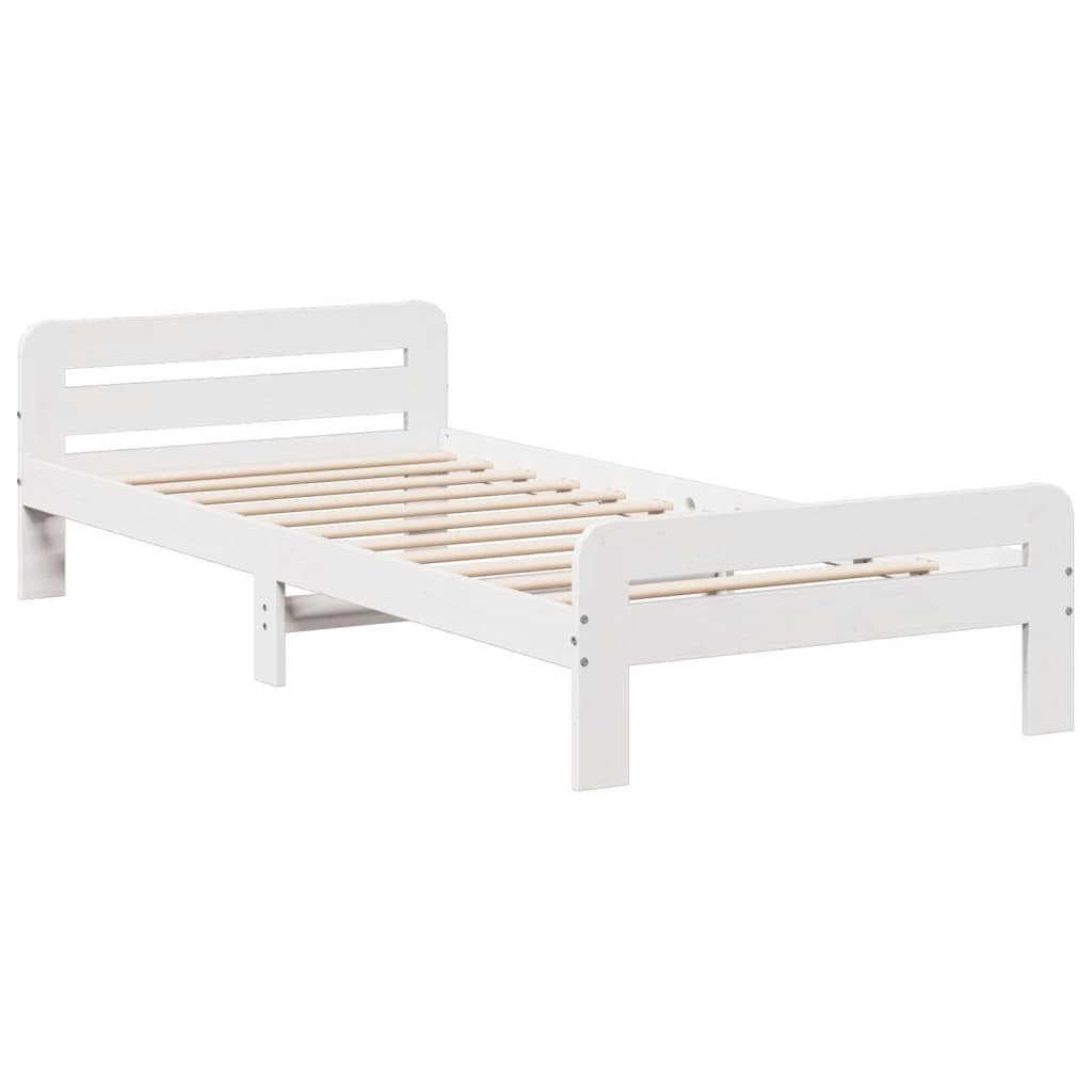 Bed frame without Mattress White 90x200 cm Solid Wood Pine