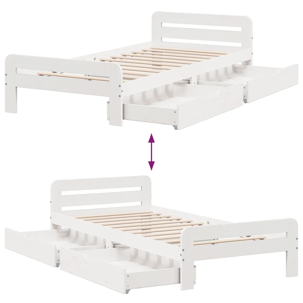 Bed frame without Mattress White 90x200 cm Solid Wood Pine