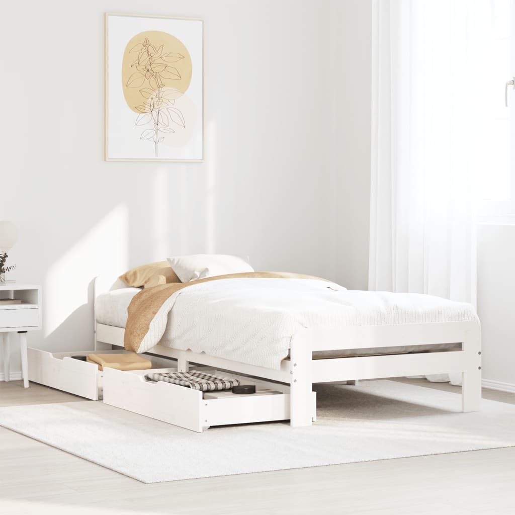 Bed frame without Mattress White 90x200 cm Solid Wood Pine