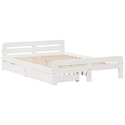 Bed frame without Mattress White 140x190 cm Solid Wood Pine