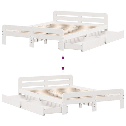 Bed frame without Mattress White 140x190 cm Solid Wood Pine