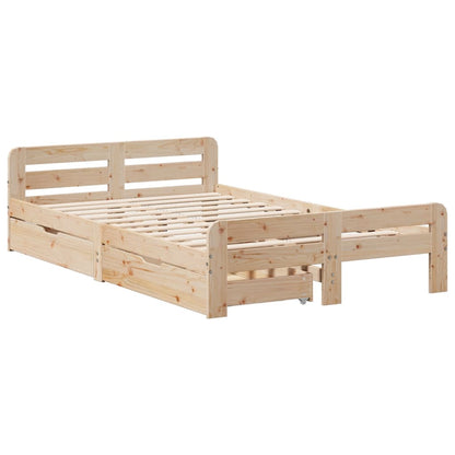 Bed frame without Mattress 135x190 cm Double Solid Wood Pine