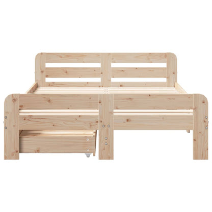 Bed frame without Mattress 135x190 cm Double Solid Wood Pine