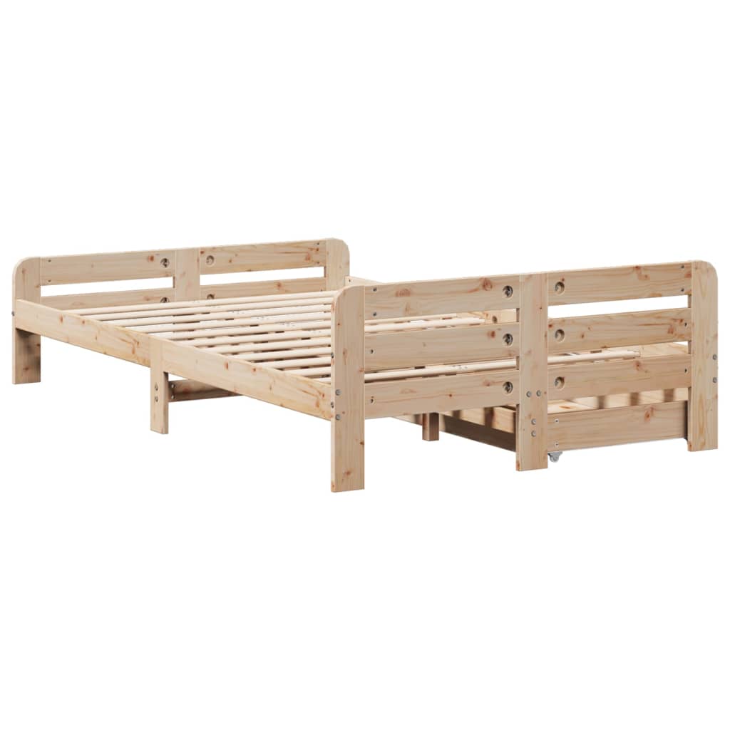 Bed frame without Mattress 135x190 cm Double Solid Wood Pine