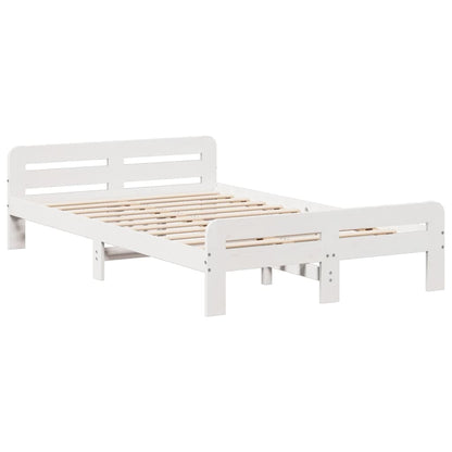 Bed frame without Mattress White 135x190 cm Double Solid Wood Pine