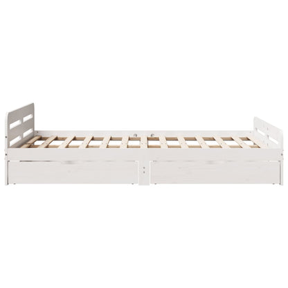 Bed frame without Mattress White 135x190 cm Double Solid Wood Pine