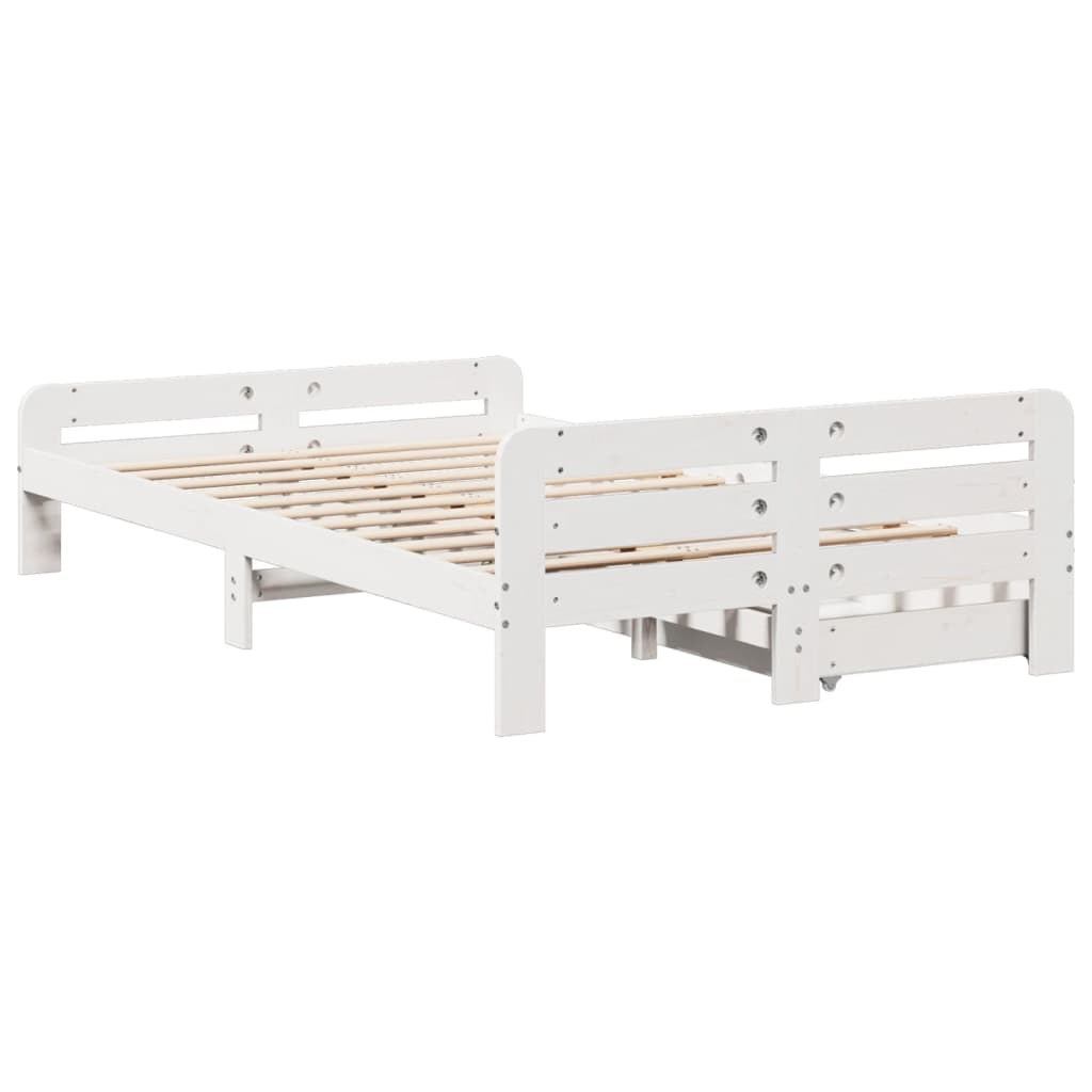 Bed frame without Mattress White 135x190 cm Double Solid Wood Pine