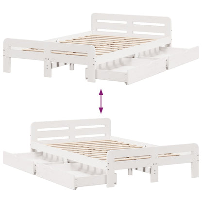 Bed frame without Mattress White 135x190 cm Double Solid Wood Pine