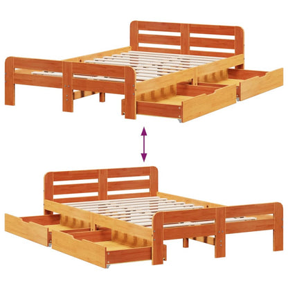 Bed frame without Mattress Wax Brown 120x190 cm Small Double Solid Wood Pine