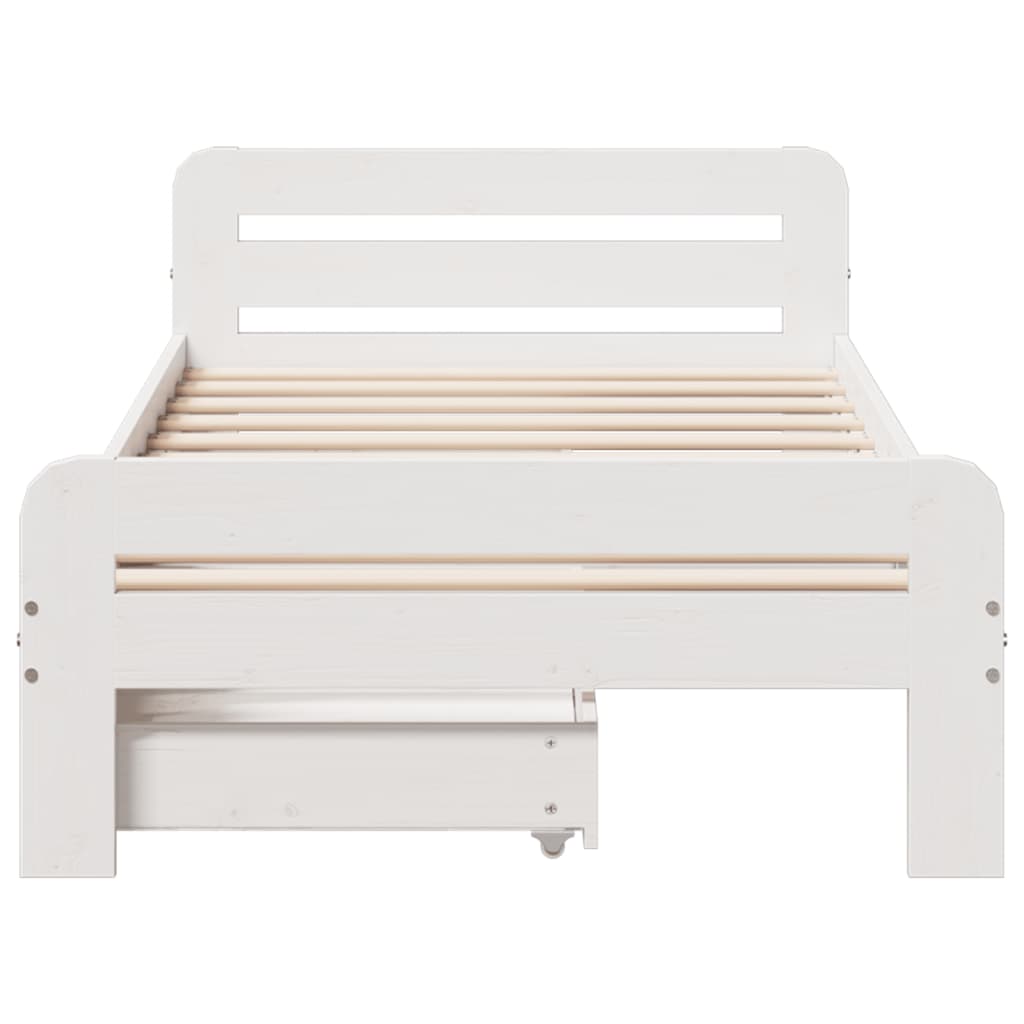 Bed frame without Mattress White 90x190 cm Single Solid Wood Pine