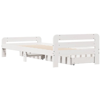 Bed frame without Mattress White 90x190 cm Single Solid Wood Pine