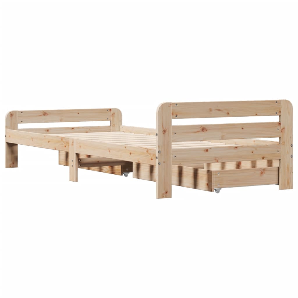 Bed frame without Mattress 75x190 cm Small Single Solid Wood Pine