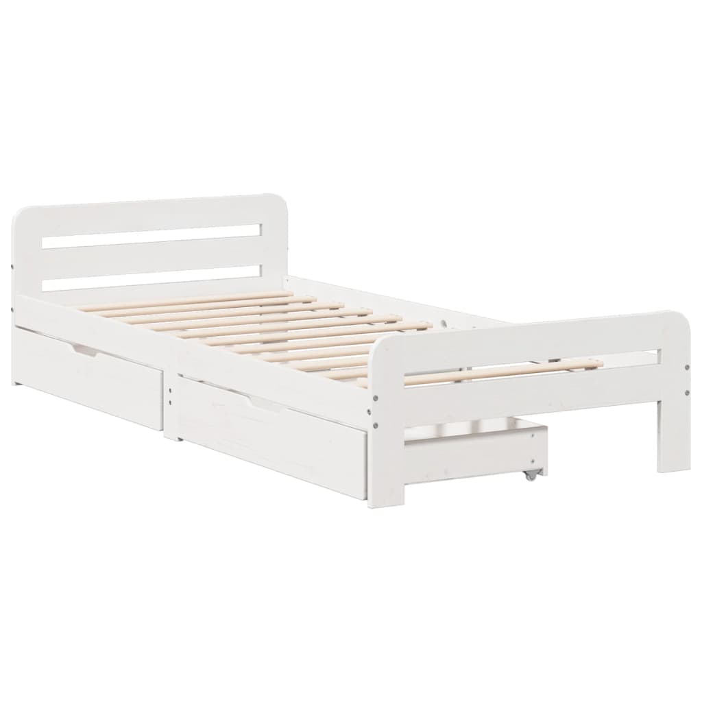 Bed frame without Mattress White 75x190 cm Small Single Solid Wood Pine