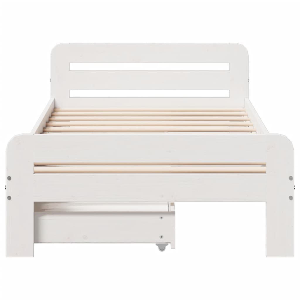 Bed frame without Mattress White 75x190 cm Small Single Solid Wood Pine