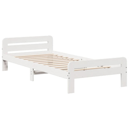 Bed frame without Mattress White 75x190 cm Small Single Solid Wood Pine