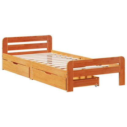 Bed frame without Mattress Wax Brown 75x190 cm Small Single Solid Wood Pine