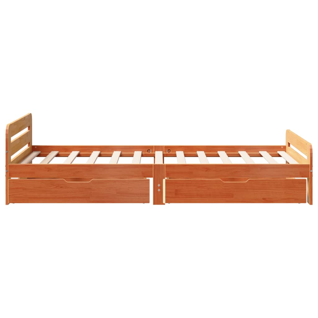 Bed frame without Mattress Wax Brown 75x190 cm Small Single Solid Wood Pine