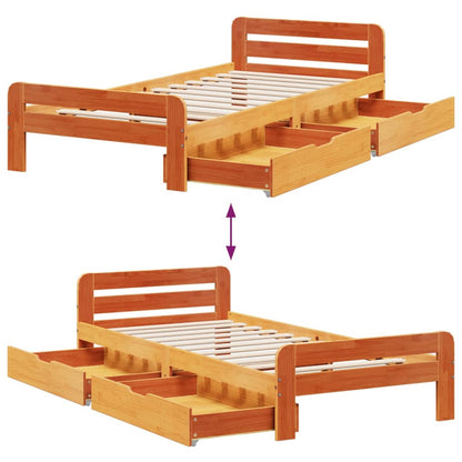 Bed frame without Mattress Wax Brown 75x190 cm Small Single Solid Wood Pine