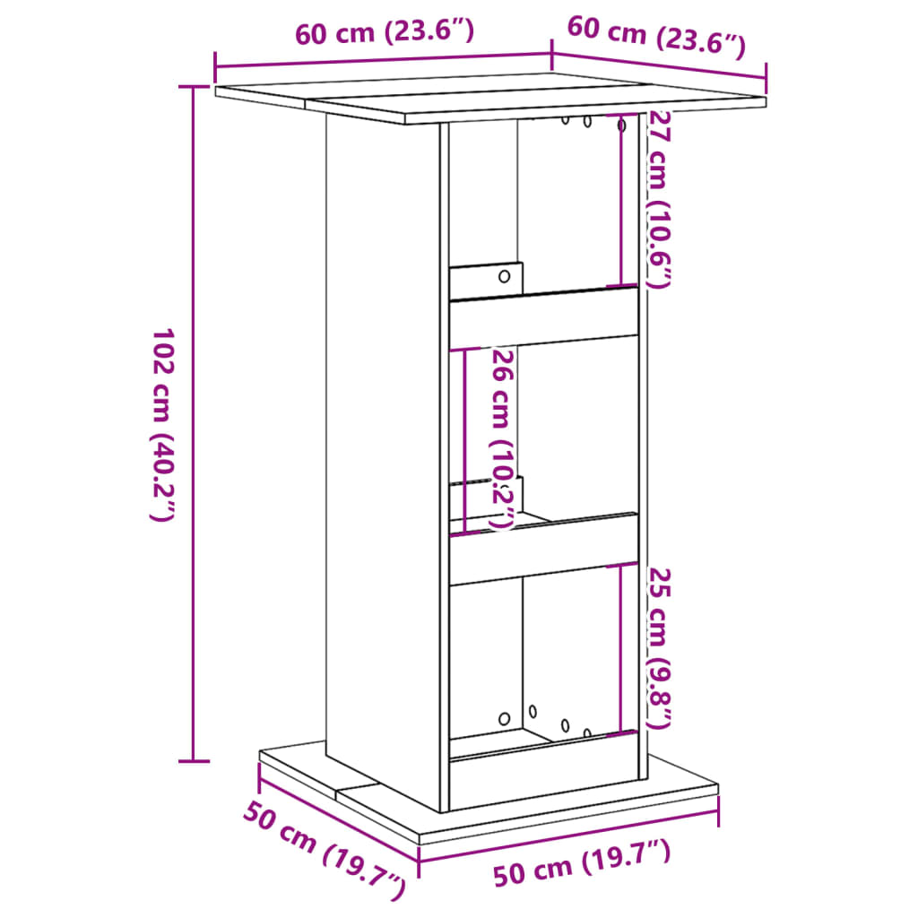 Bar Table with Storage White 60x60x102 cm Engineered Wood