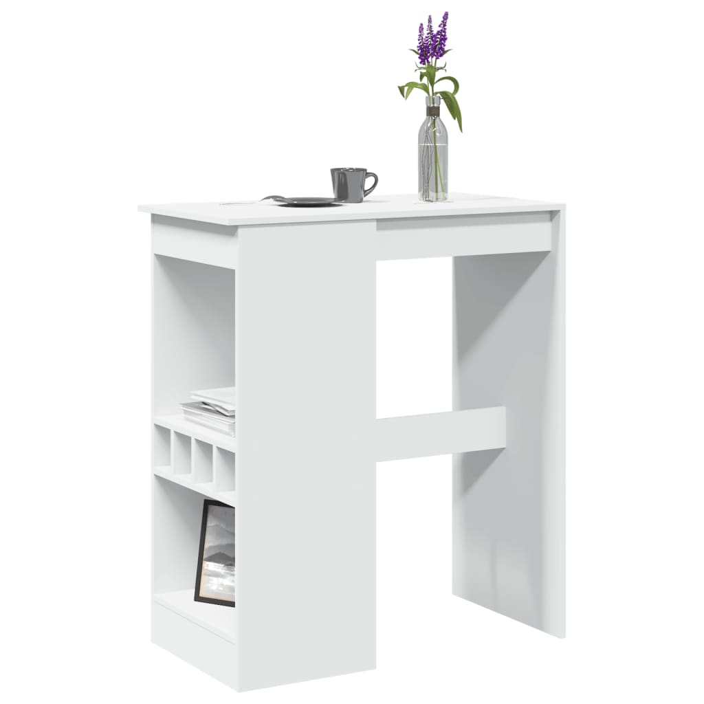 Bar Table with Racks White 90x47.5x103.5 cm Engineered Wood