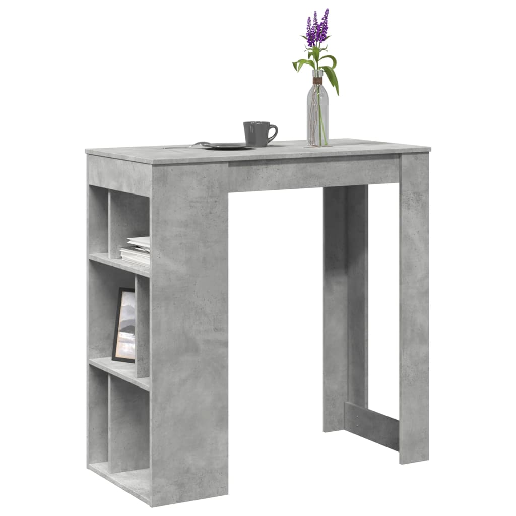 Bar Table with Racks Concrete Grey 102x50x103.5 cm Engineered Wood