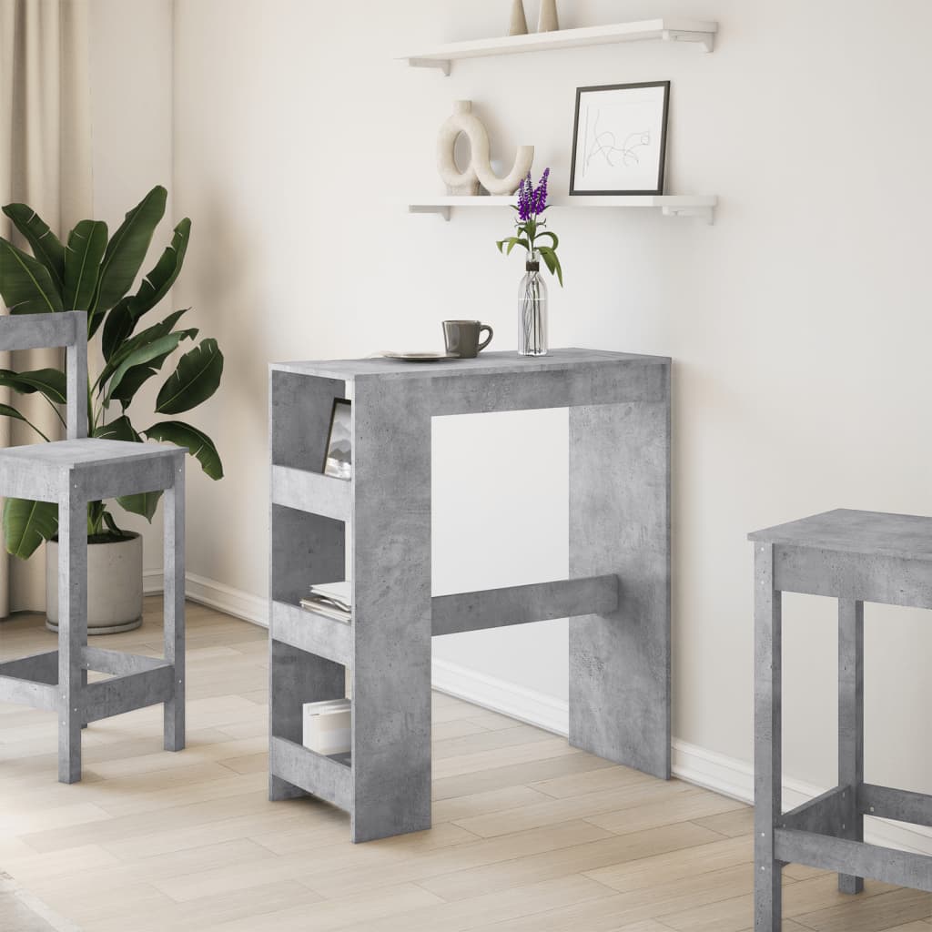 Bar Table with Racks Concrete Grey 90x40x103.5 cm Engineered Wood