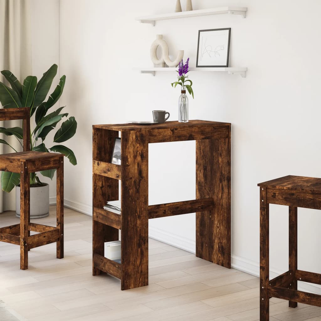 Bar Table with Racks Smoked Oak 90x40x103.5 cm Engineered Wood