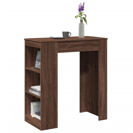 Bar Table with Racks Brown Oak 95x47x103.5 cm Engineered Wood