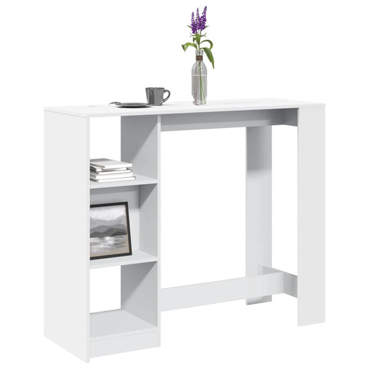 Bar Table with Shelf White 124x46x103.5 cm Engineered Wood