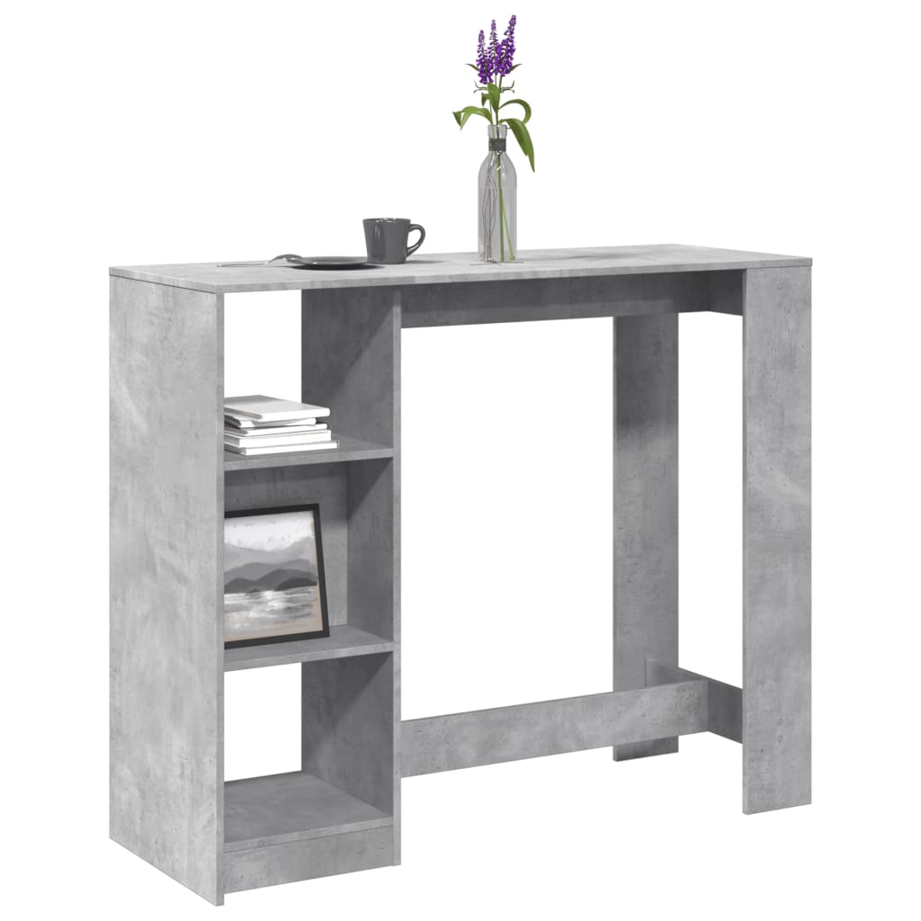 Bar Table with Shelf Concrete Grey 124x46x103.5 cm Engineered Wood