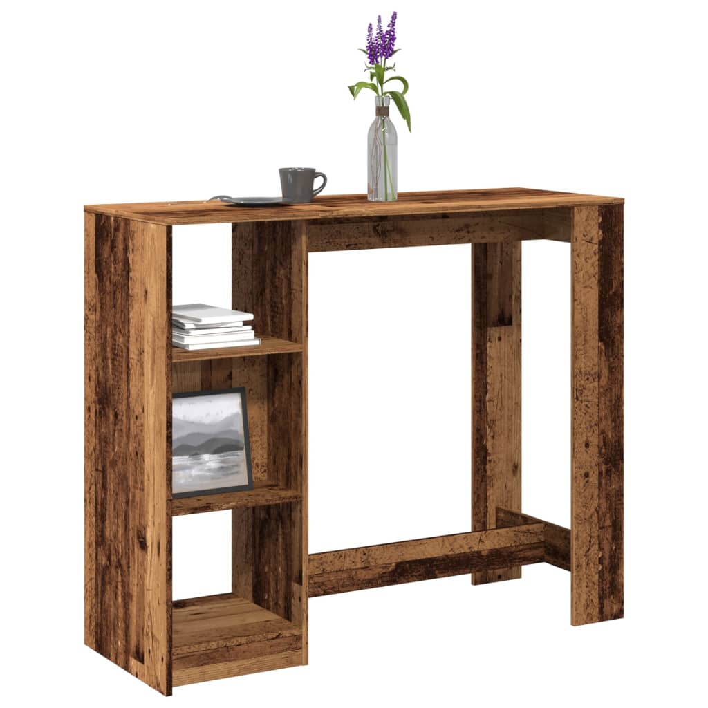 Bar Table with Shelf Old Wood 124x46x103.5 cm Engineered Wood