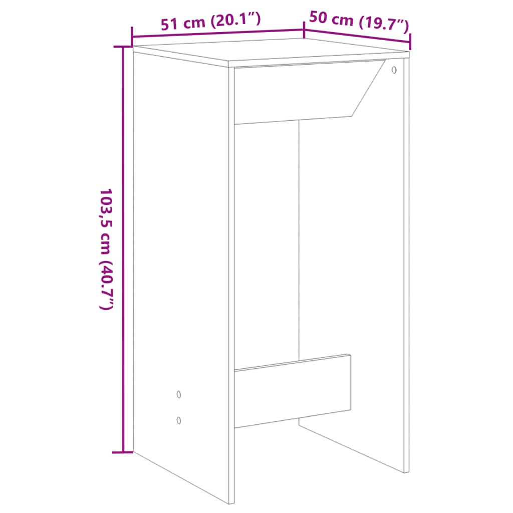 Bar Table Concrete Grey 51x50x103.5 cm Engineered Wood