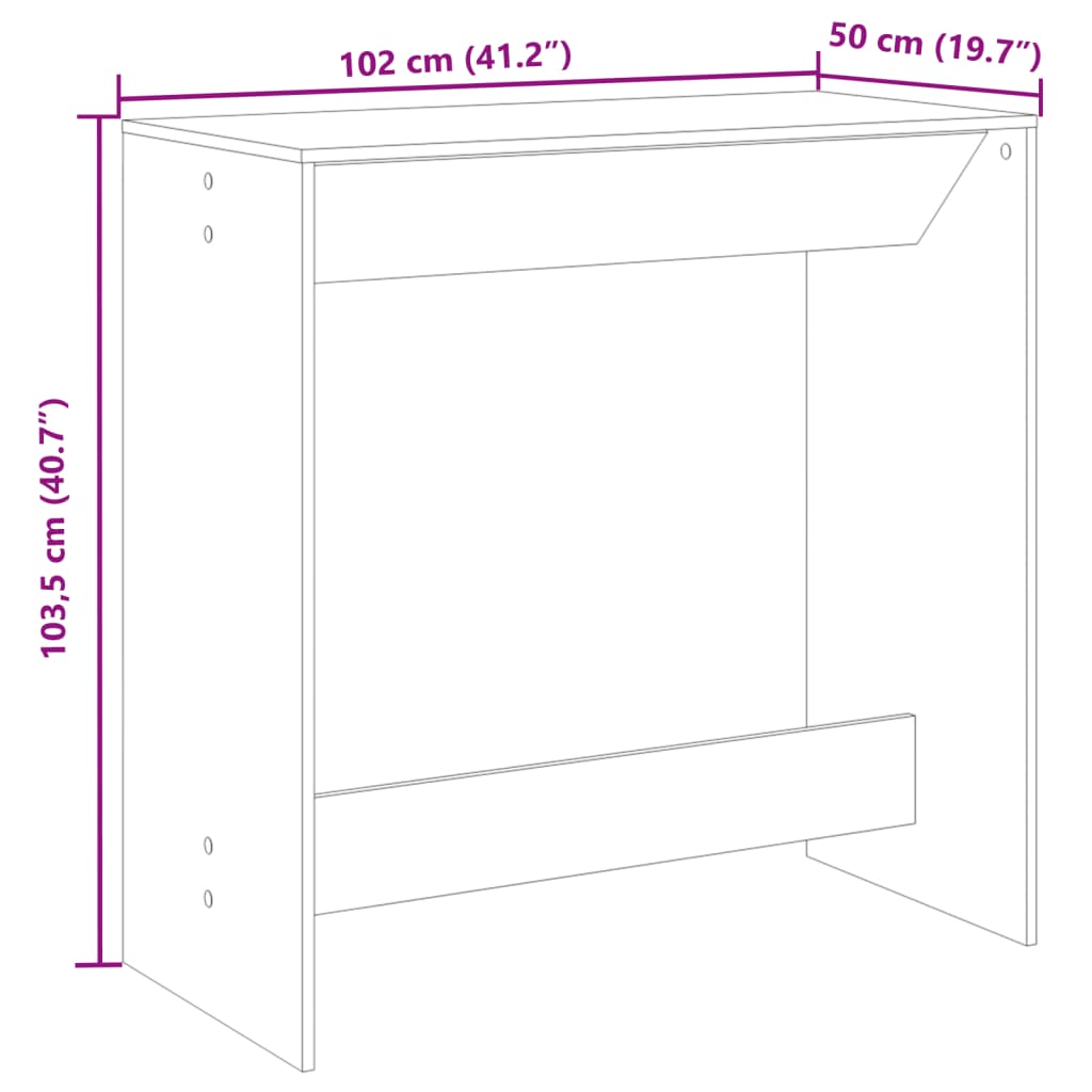 Bar Table Smoked Oak 102x50x103.5 cm Engineered Wood