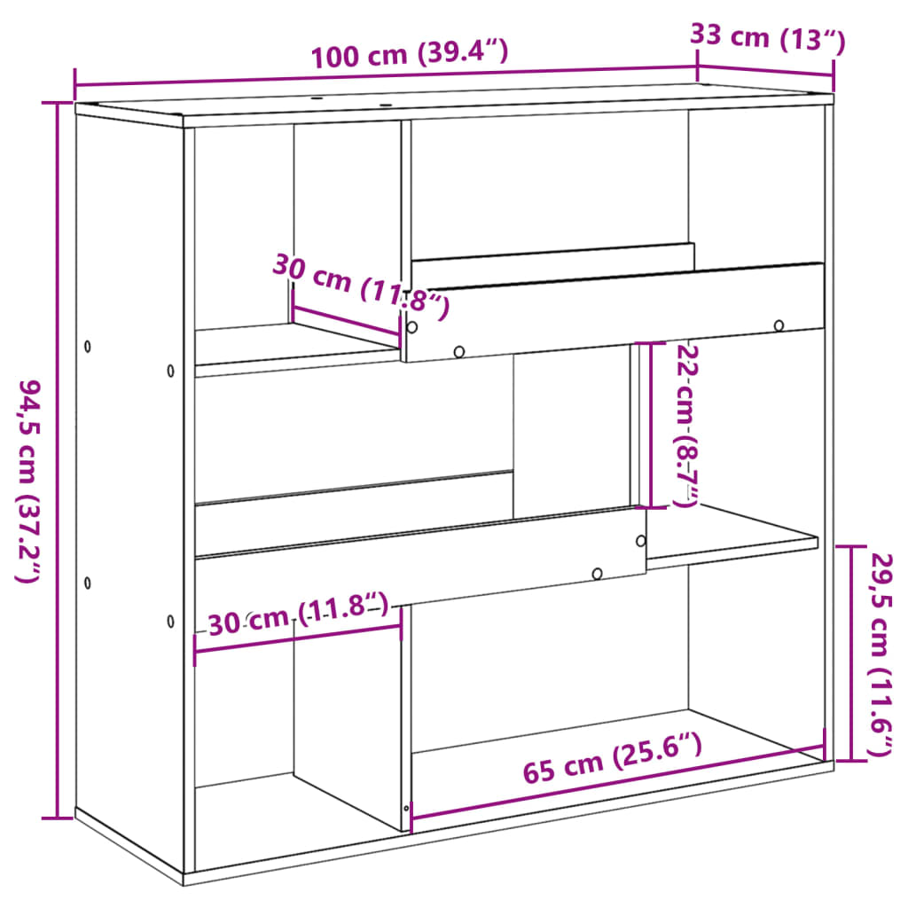 Book Cabinet/Room Divider Smoked Oak 100x33x94.5 cm