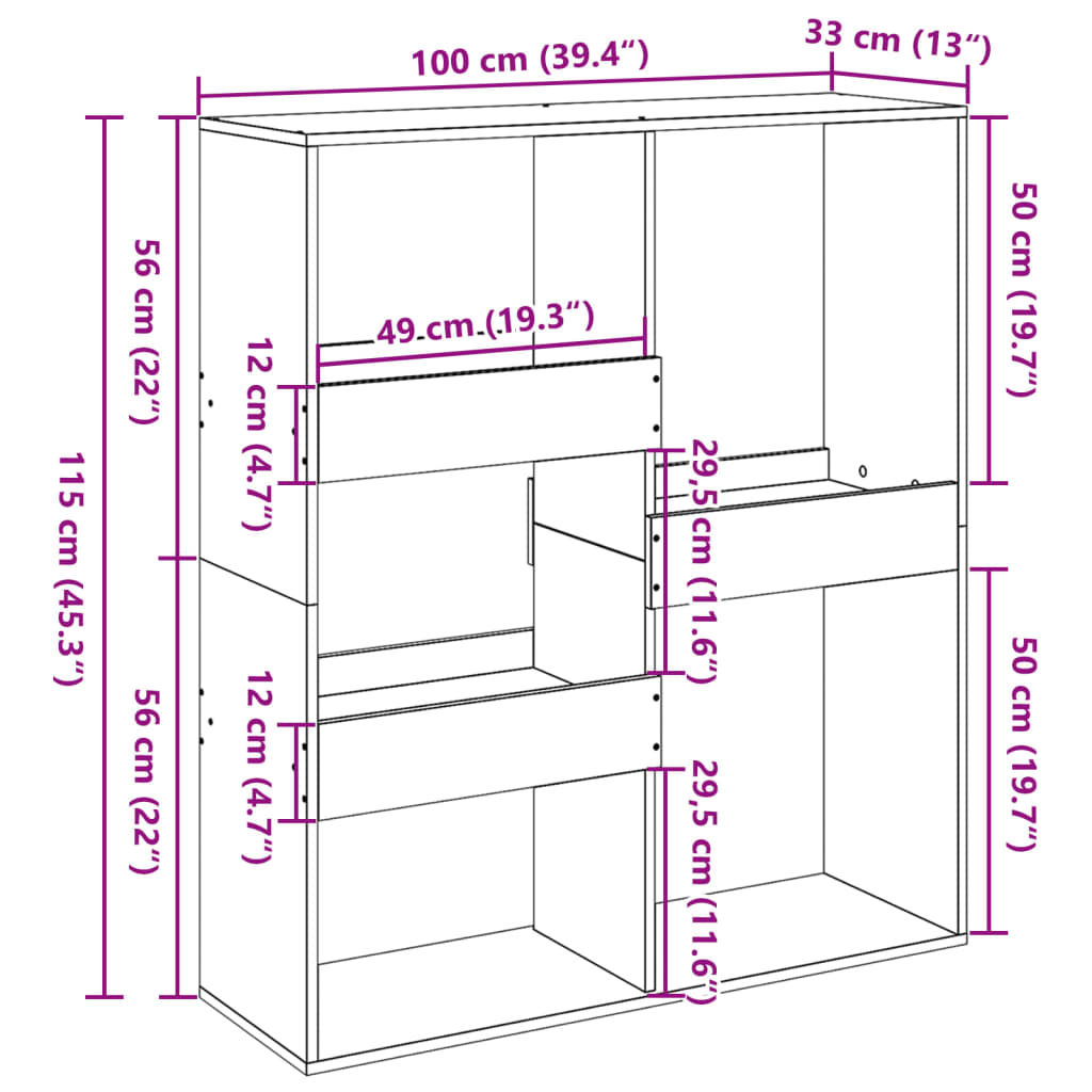 Book Cabinet/Room Divider Smoked Oak 100x33x115 cm