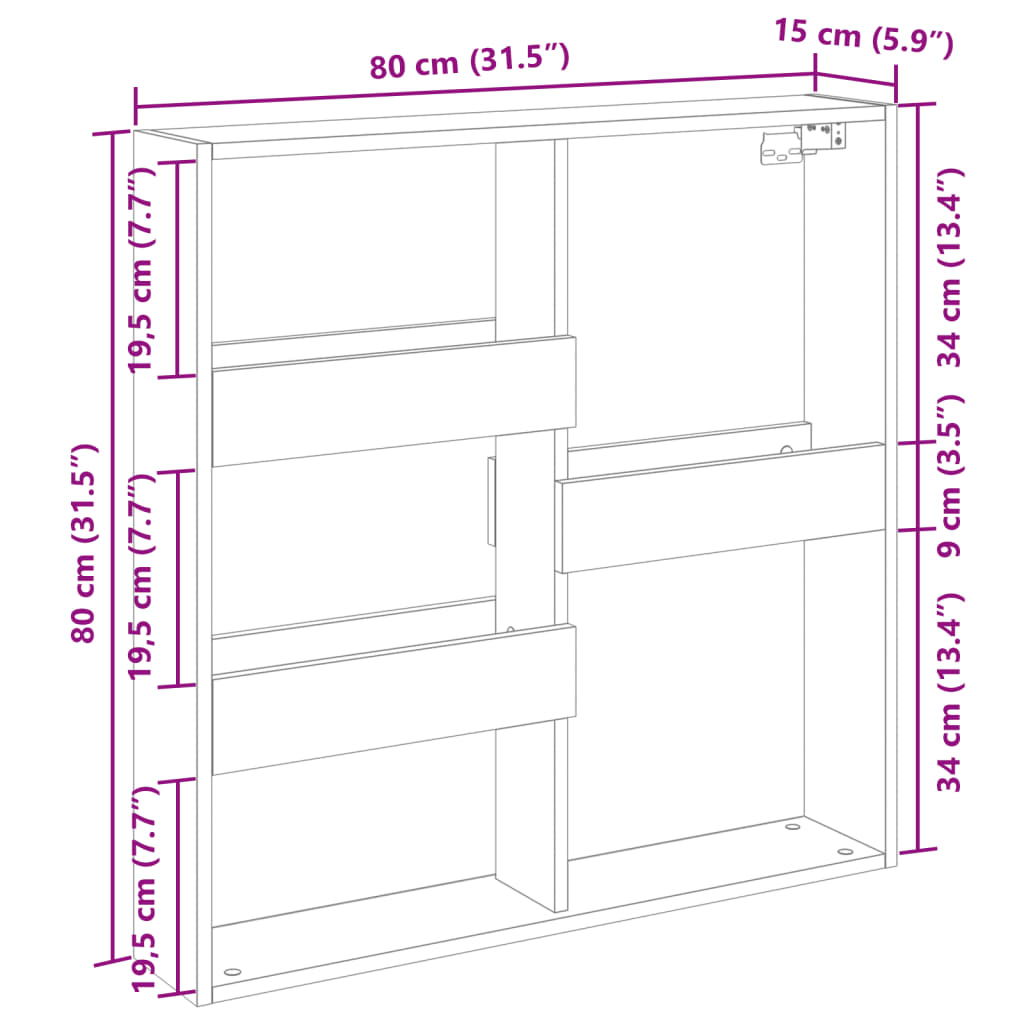 Wall Cabinet Black 80x15x80 cm Engineered Wood