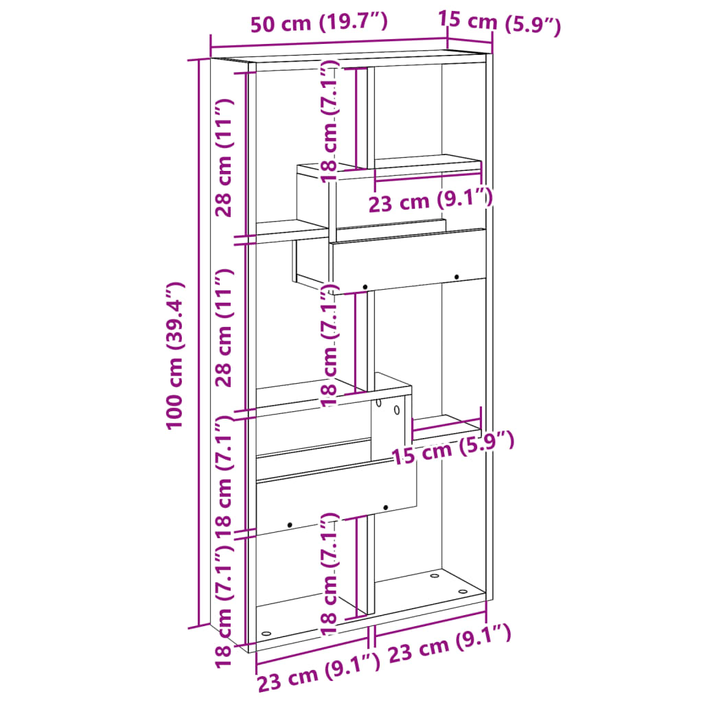 Wall Cabinet Black 50x15x100 cm Engineered Wood