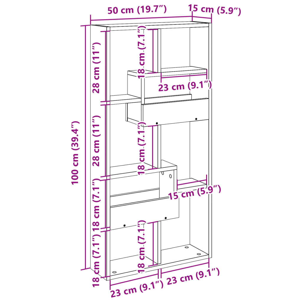 Wall Cabinet Artisian Oak 50x15x100 cm Engineered Wood