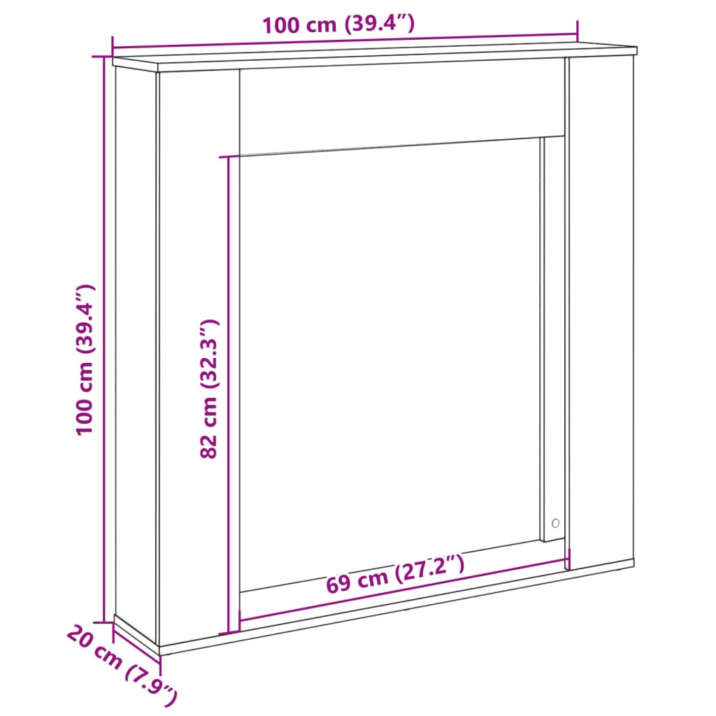 Fireplace Surround Concrete Grey 100x20x100 cm Engineered Wood