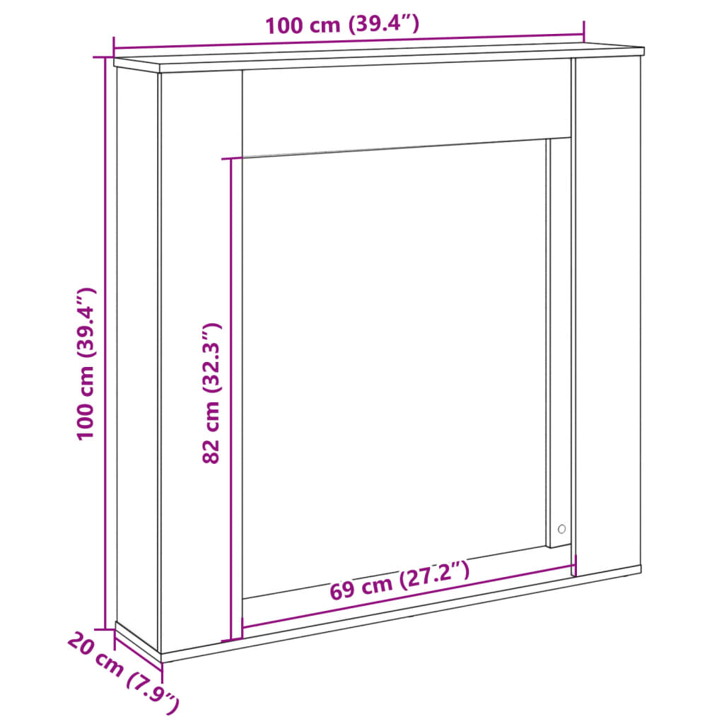 Fireplace Surround Grey Sonoma 100x20x100 cm Engineered Wood