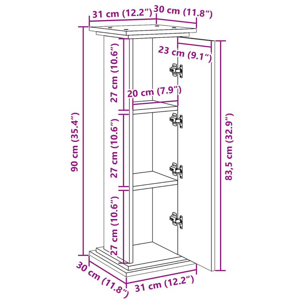 Display Stand with Storage White 31x30x90 cm Engineered Wood