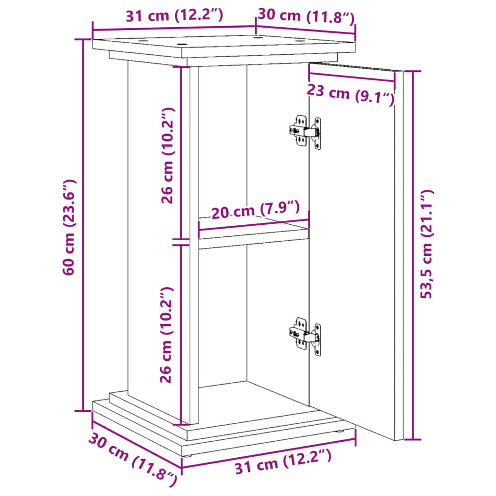 Display Stand with Storage White 31x30x60 cm Engineered Wood