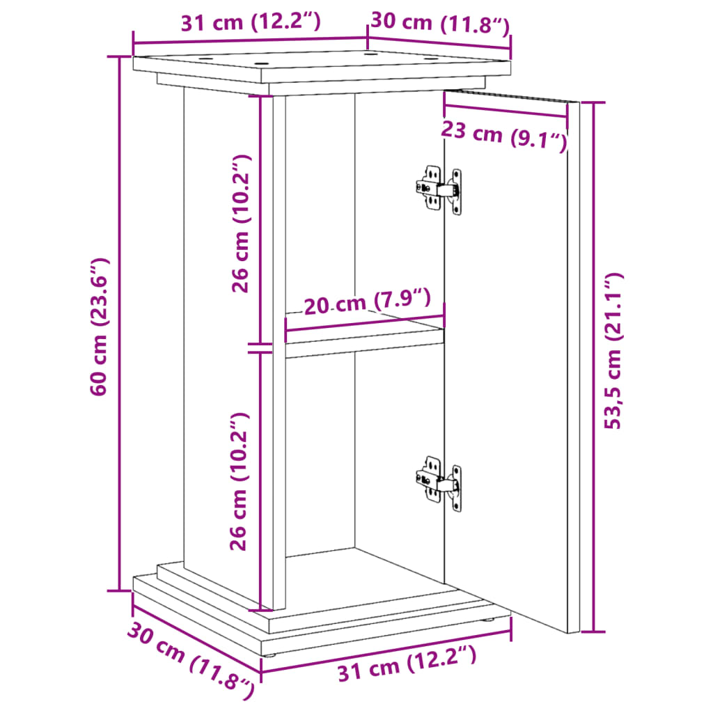 Display Stand with Storage Old Wood 31x30x60 cm Engineered Wood