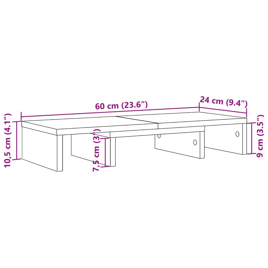 Monitor Stand Adjustable Black 60x24x10.5 cm Engineered Wood