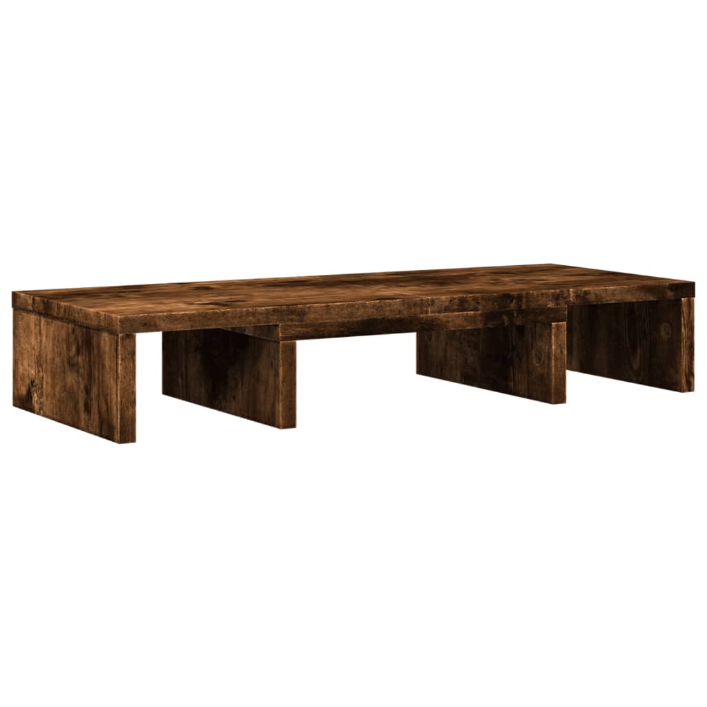 Monitor Stand Adjustable Smoked Oak 60x24x10.5 cm Engineered Wood