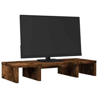 Monitor Stand Adjustable Smoked Oak 60x24x10.5 cm Engineered Wood