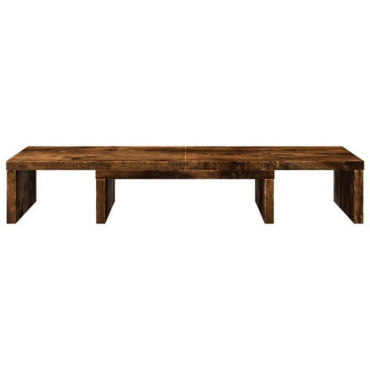 Monitor Stand Adjustable Smoked Oak 60x24x10.5 cm Engineered Wood