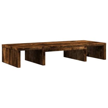 Monitor Stand Adjustable Smoked Oak 60x24x10.5 cm Engineered Wood