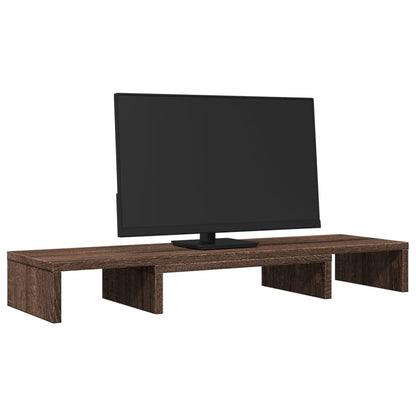 Monitor Stand Riser Adjustable Brown Oak 80x24x10.5 cm Engineered Wood